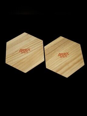 Aperol Spritz Hexagon Wooden Large Coasters Food Beverage Holders
